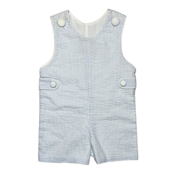 Banana Split Kids Seersucker Striped Romper Blue White 9 Mons - Picture 1 of 3